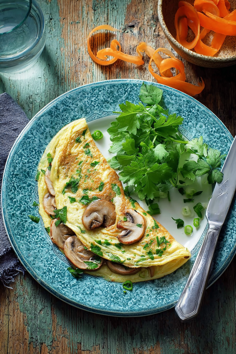 omelette champignons herbes