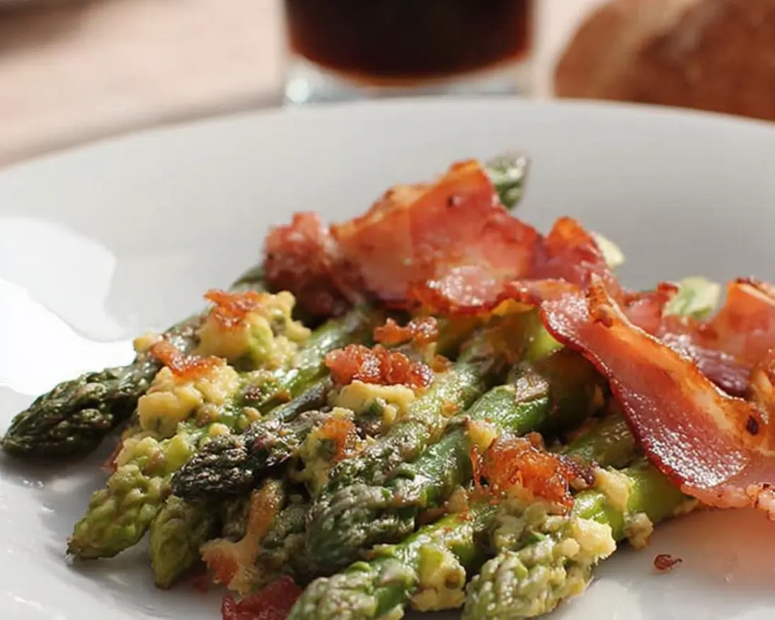 ufs brouillés asperges bacon