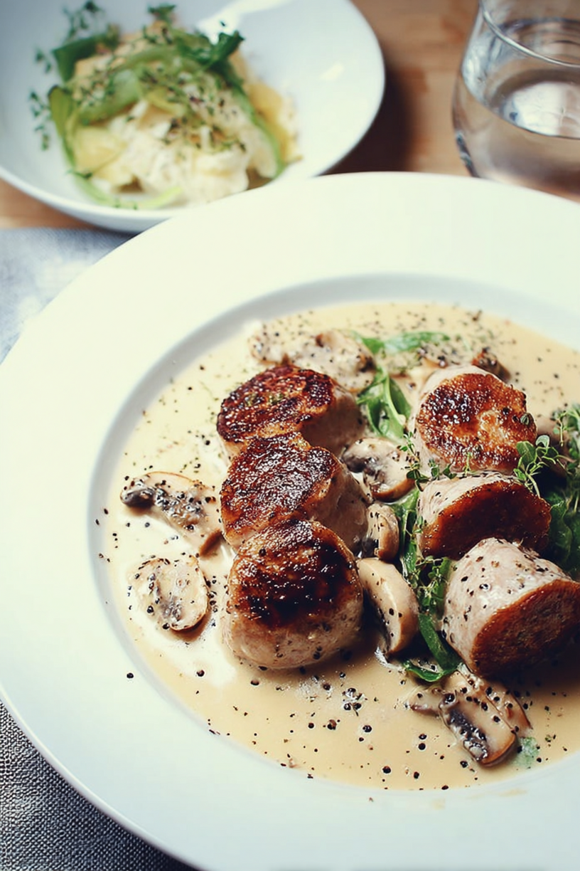 boudins blancs truffe sauce crémeuse