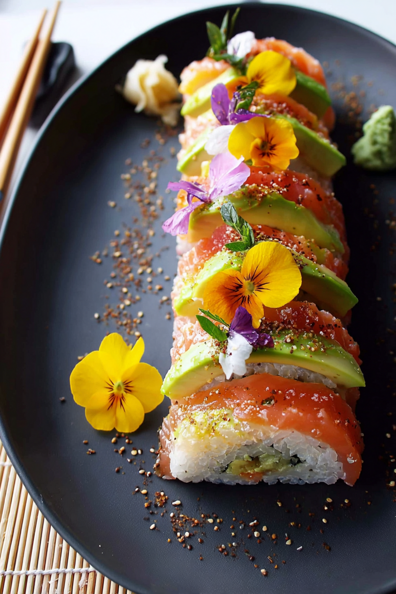bûche sushi mangue saumon avocat