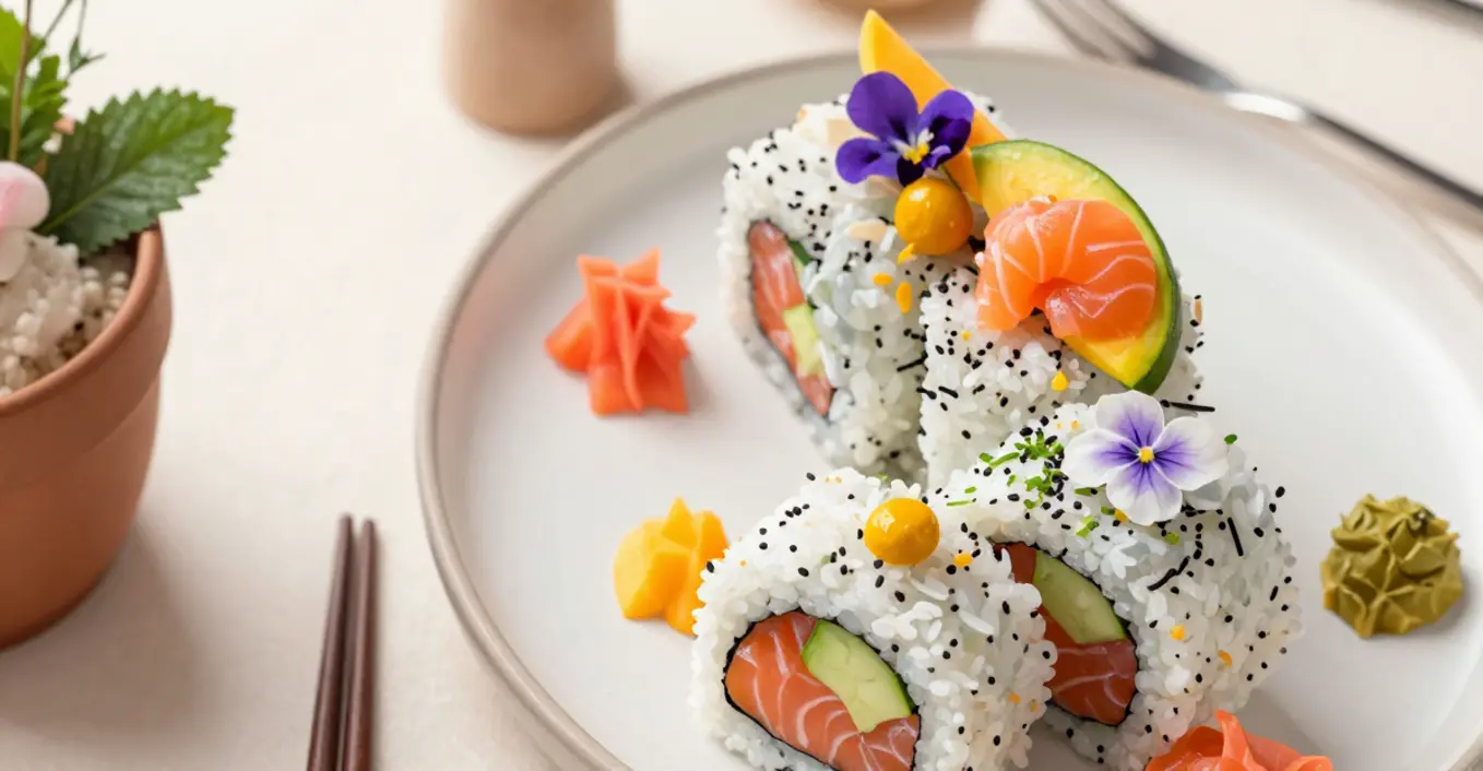 bûche sushi mangue saumon avocat