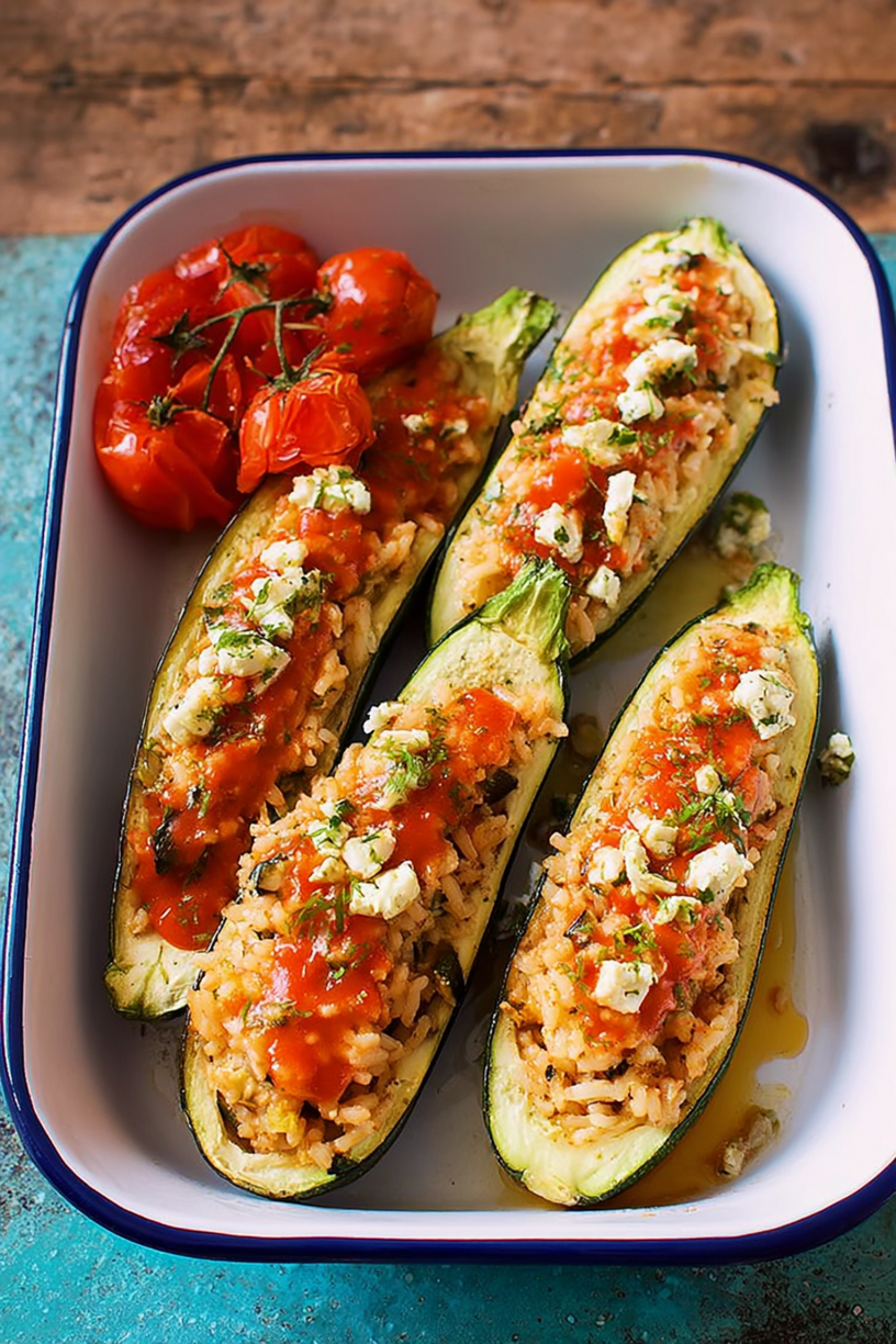 courgettes farcies avec riz tomates