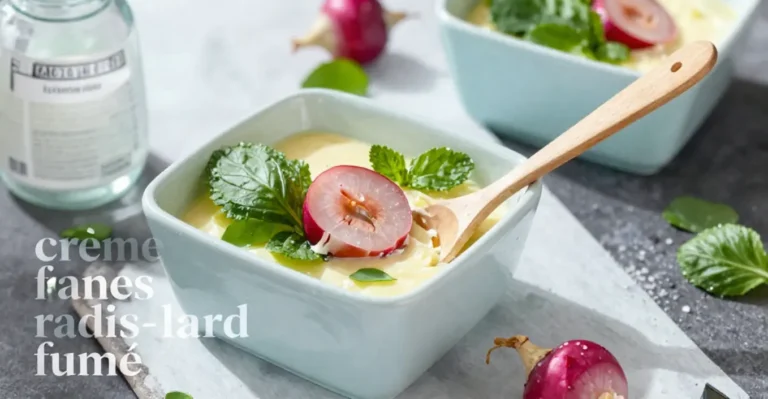 crème fanes radis lard fumé