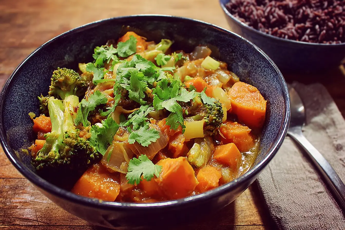 curry patates douces épinards brocoli