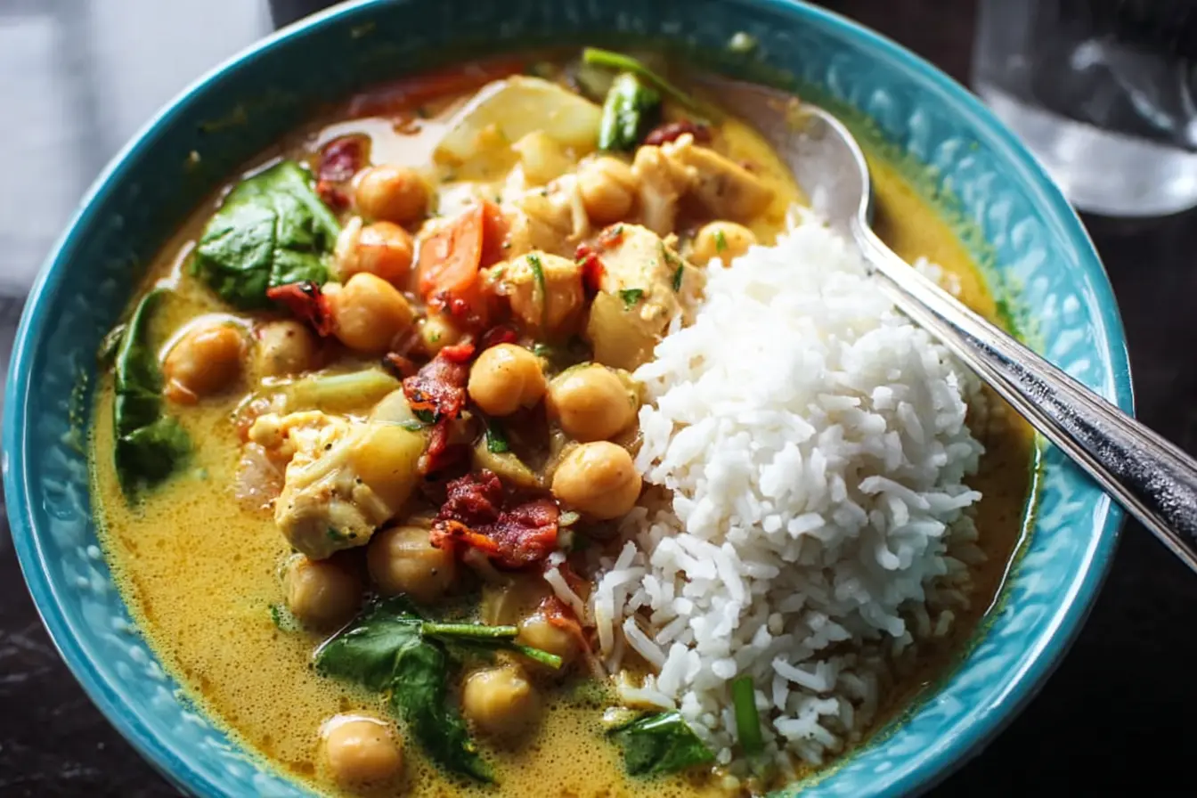 curry pois chiches épinards riz