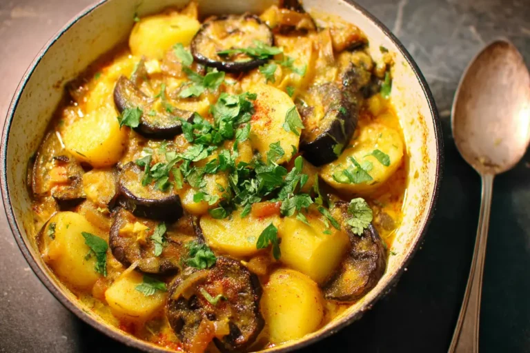 curry pommes terre aubergines coco