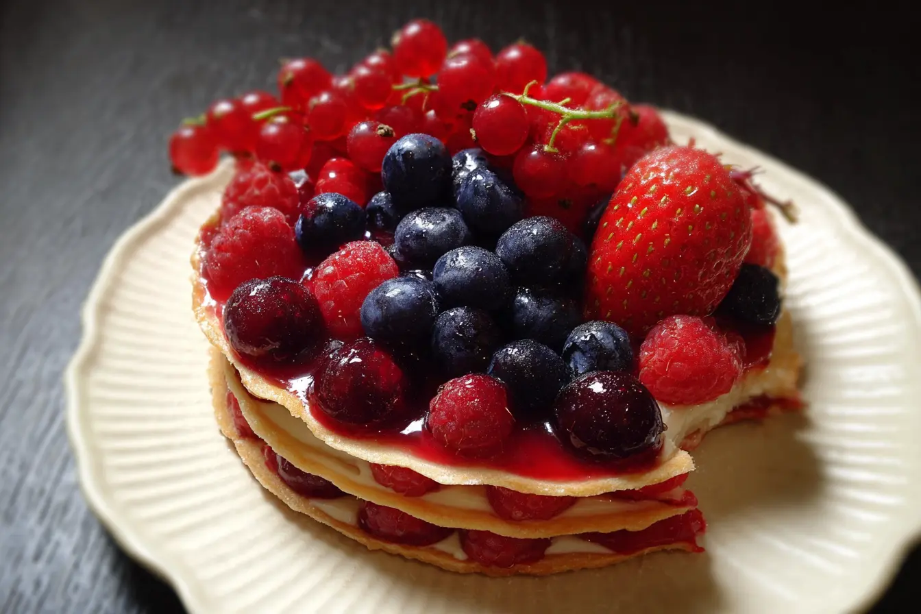 gâteau de crêpes aux fruits rouges