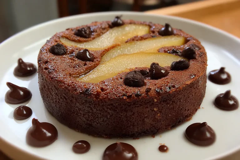 Gâteau fondant aux poires et pépites de chocolat