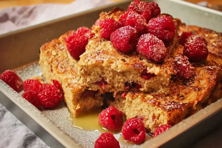 gâteau pain perdu framboises