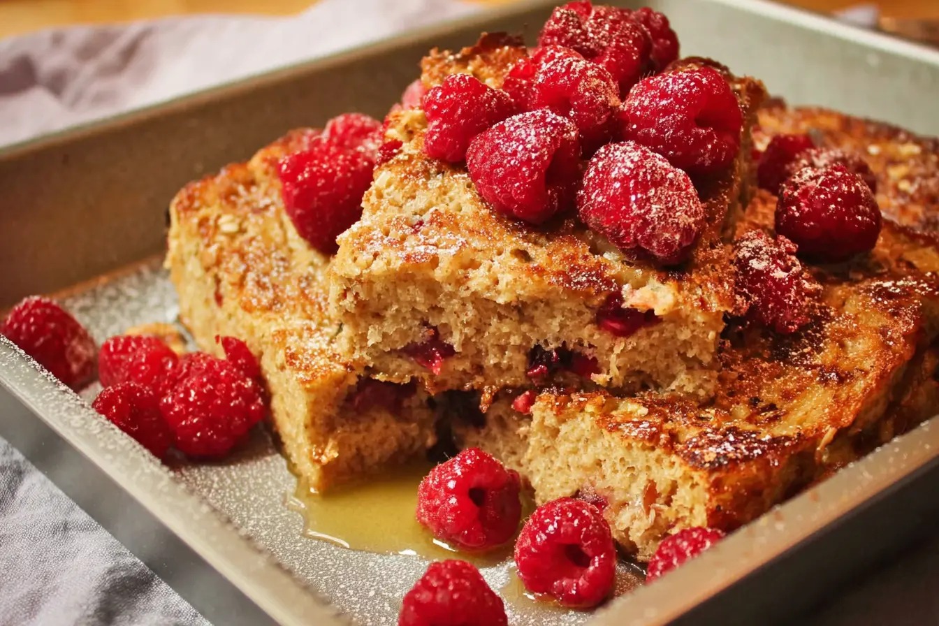 gâteau pain perdu framboises