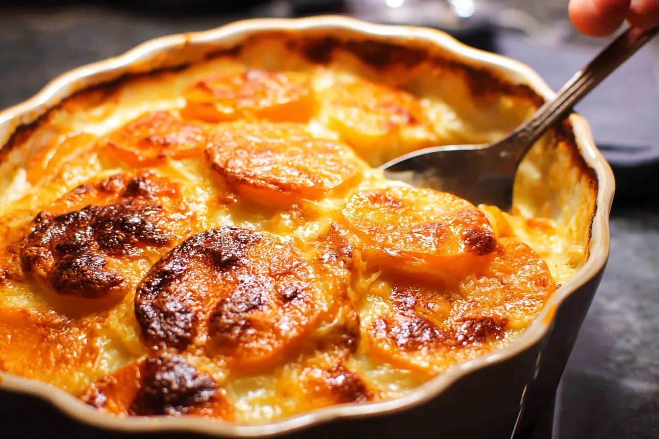 gratin dauphinois patate douce cheddar