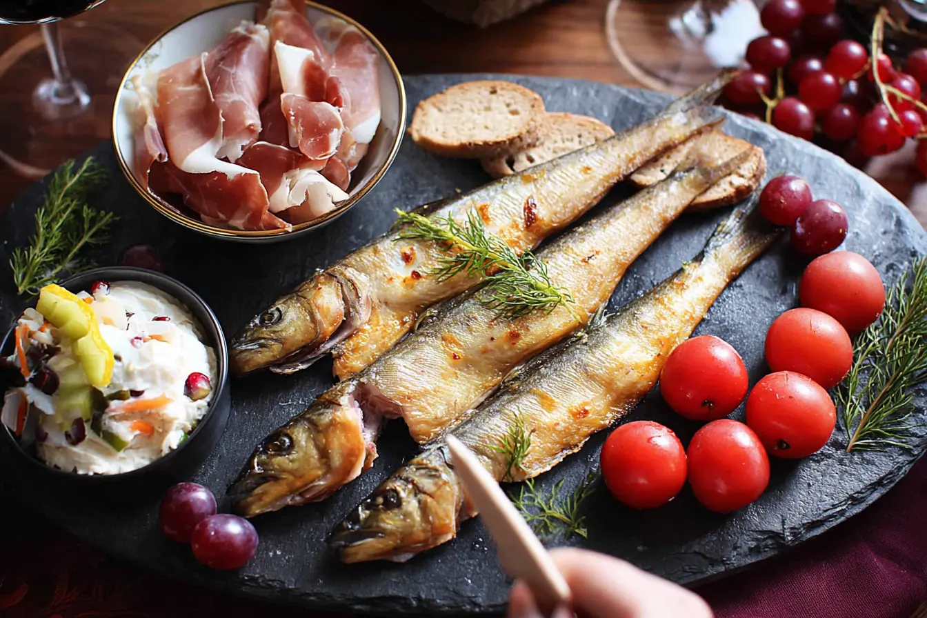 plateau apéritif poissons fumés gressins