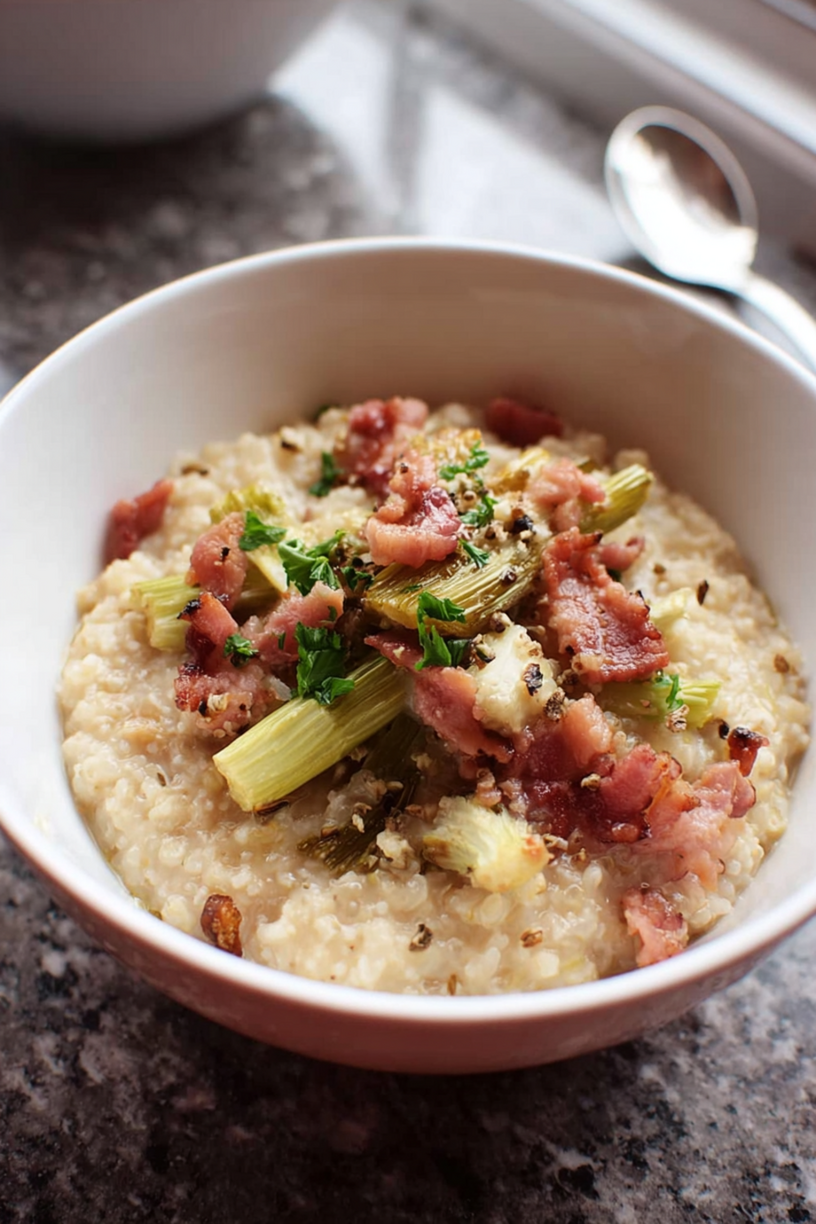 porridge bacon poireaux dattes