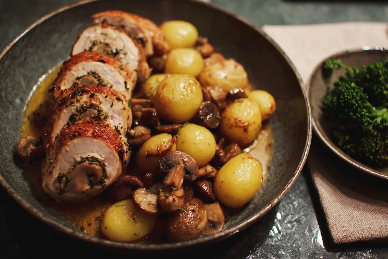 poulet farci champignons pommes terre