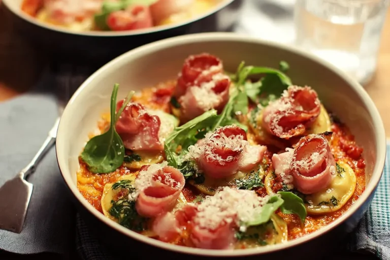 ravioles roquette sauce tomate jambon