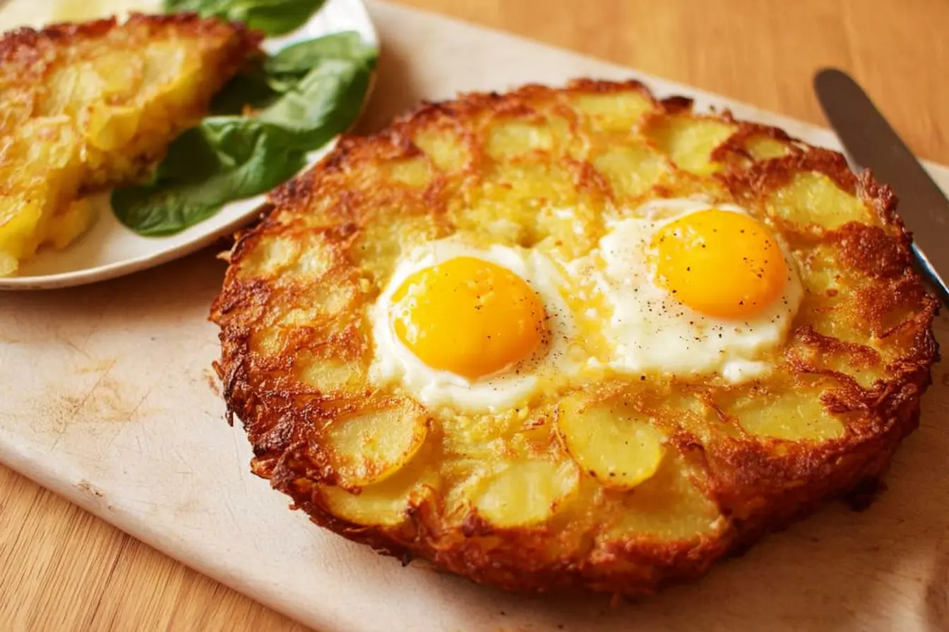 röstis pommes terre épinards œufs