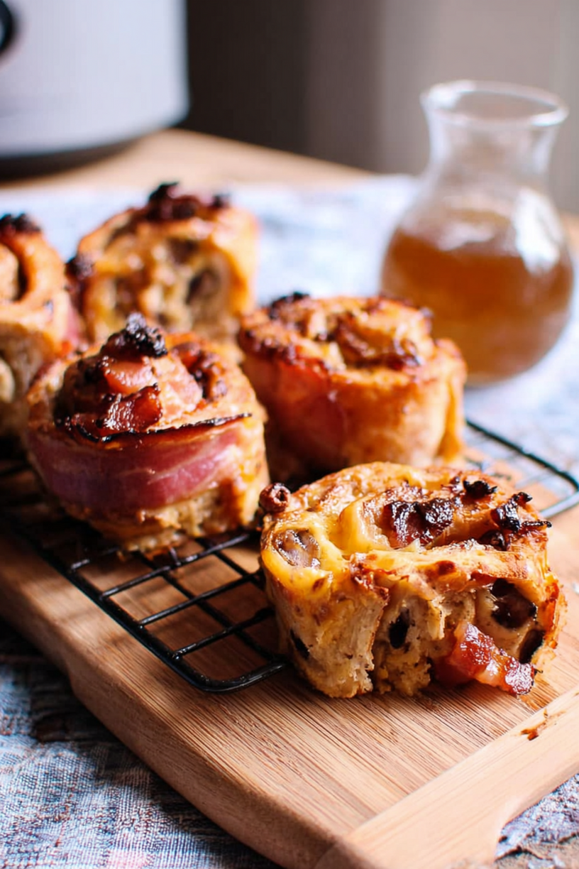 roulés cheddar bacon oignons caramélisés
