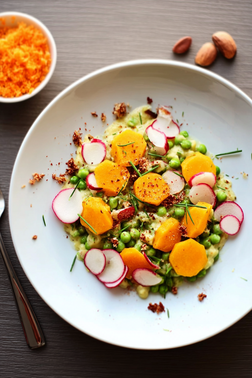 salade pois cassés mimolette radis