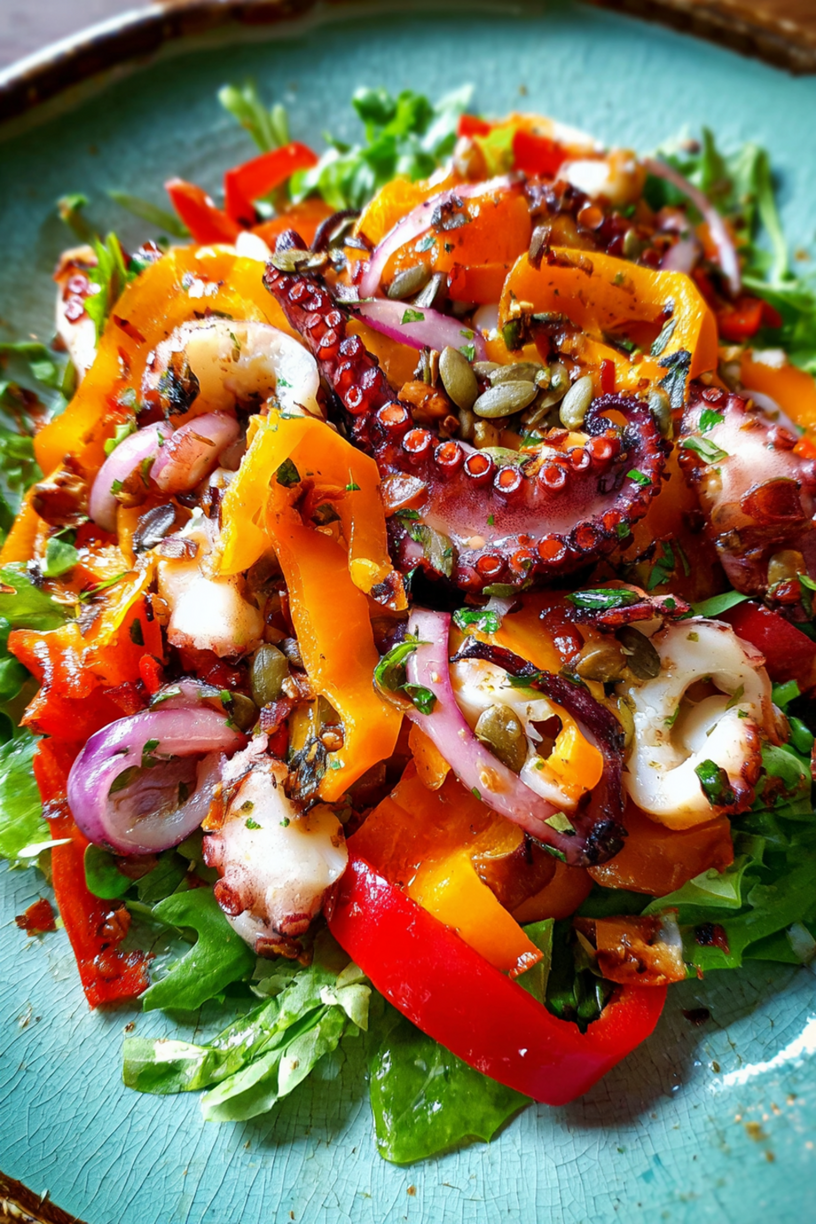 salade poulpe poivrons