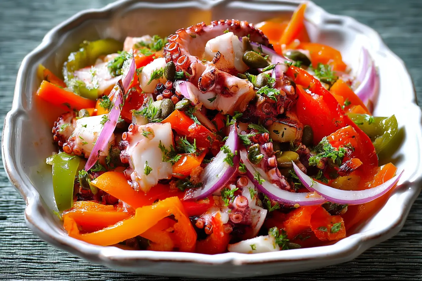 salade poulpe poivrons