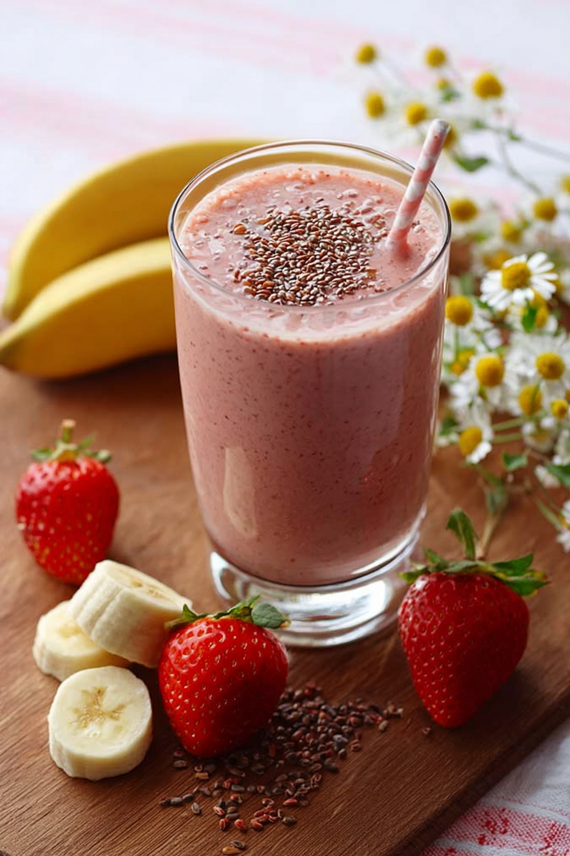 smoothie banane fraise graines lin