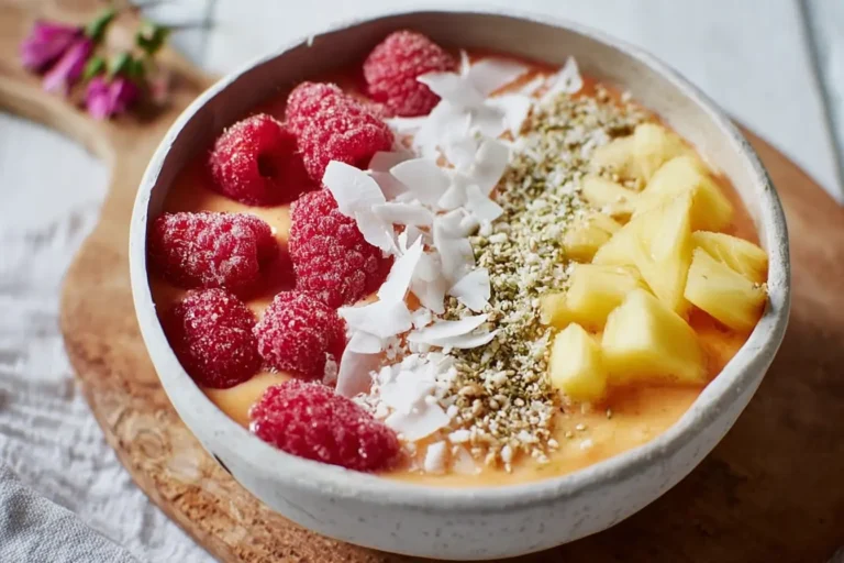 smoothie bowl tropical framboises graines