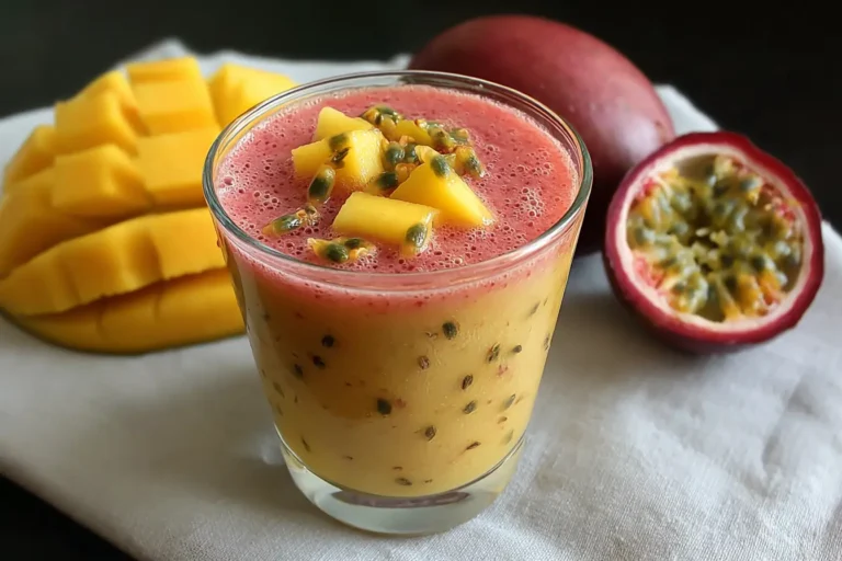 Smoothie mangue ananas et fruit de la passion