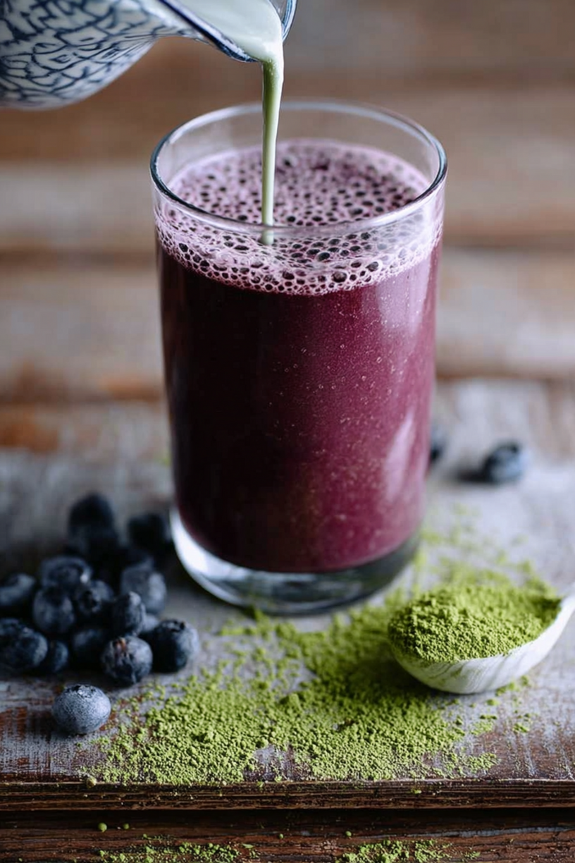 smoothie matin myrtilles matcha