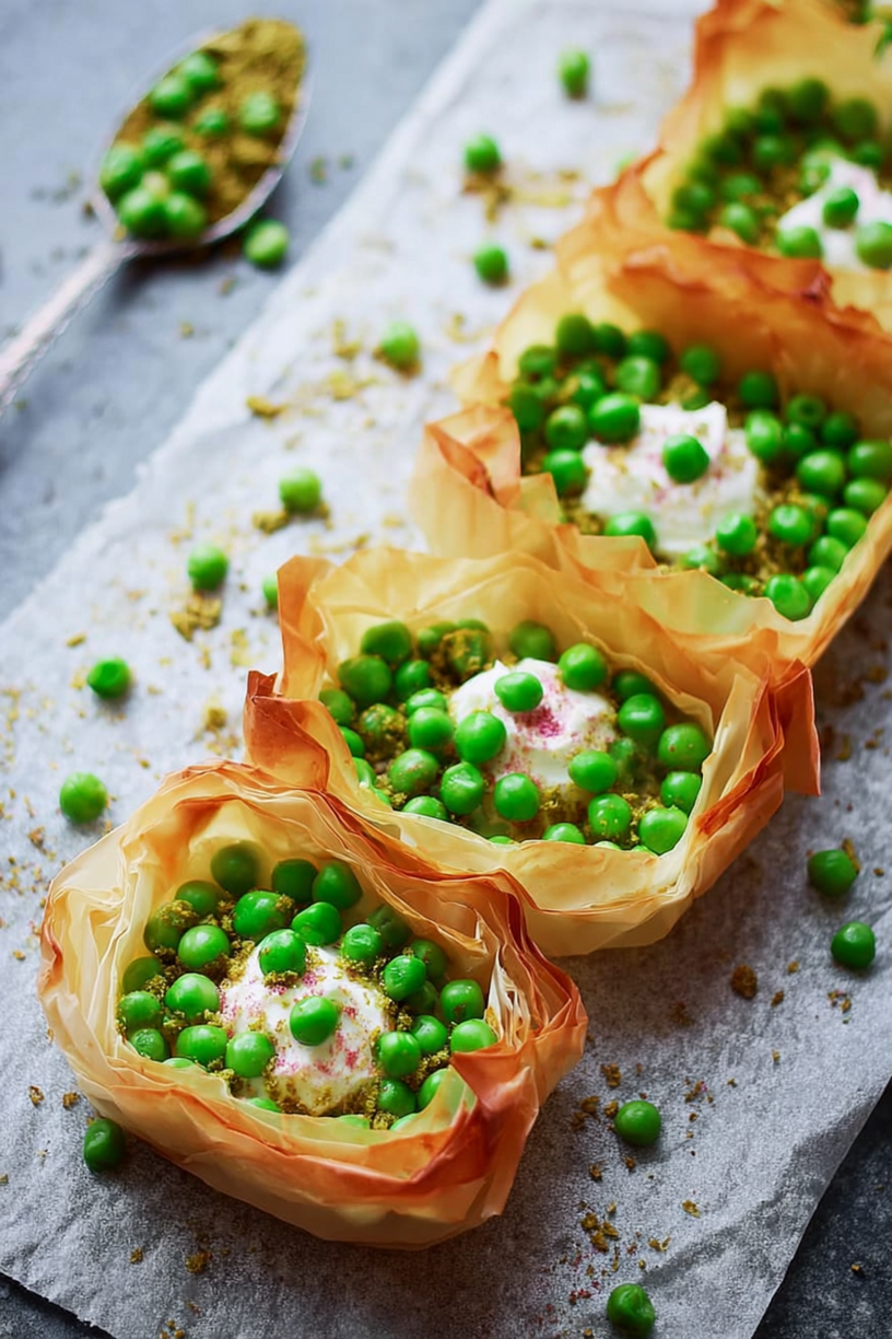 tarte filo petits pois crème