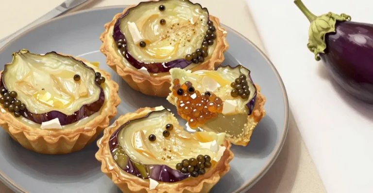 tartetelette fine caviar aubergine camembert