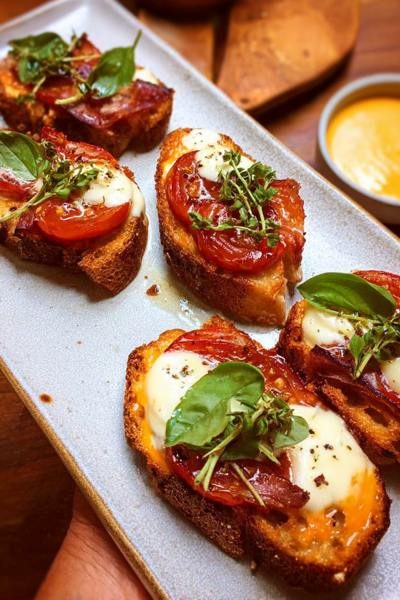 tartines pain mie coulis tomates