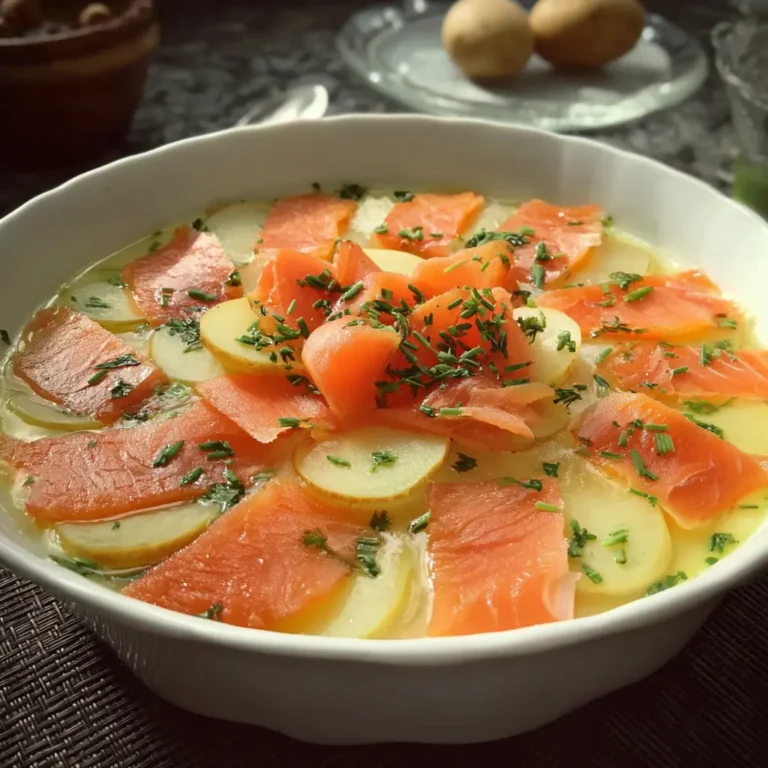 Velouté poireaux-pommes de terre au saumon fumé