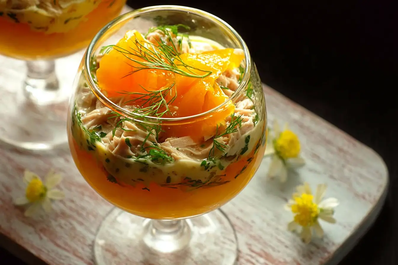 verrine gelée pêche thon fines